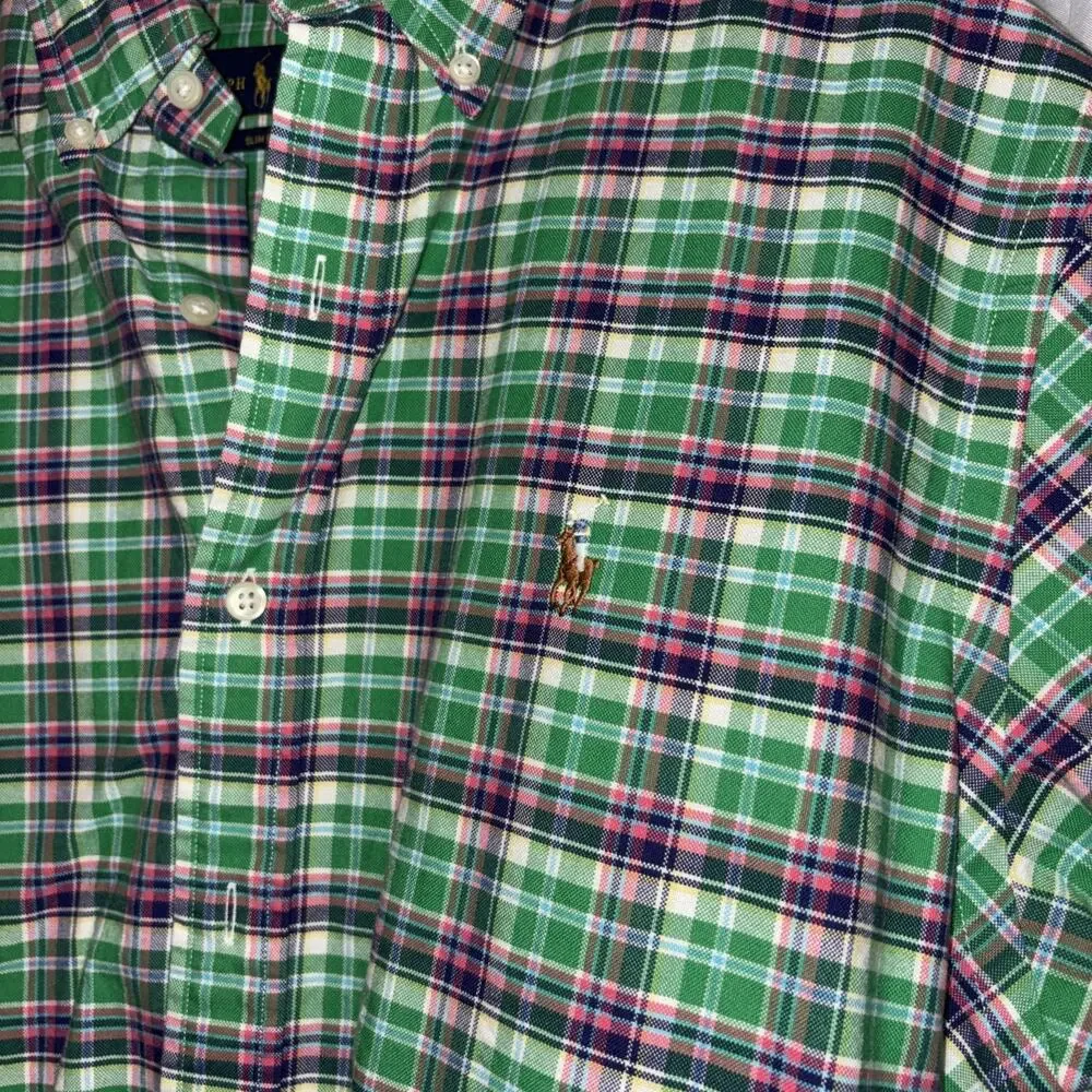 Polo Ralph Lauren Oxford Shirt Men's Blake Check Short Sleeve Button Down Size L